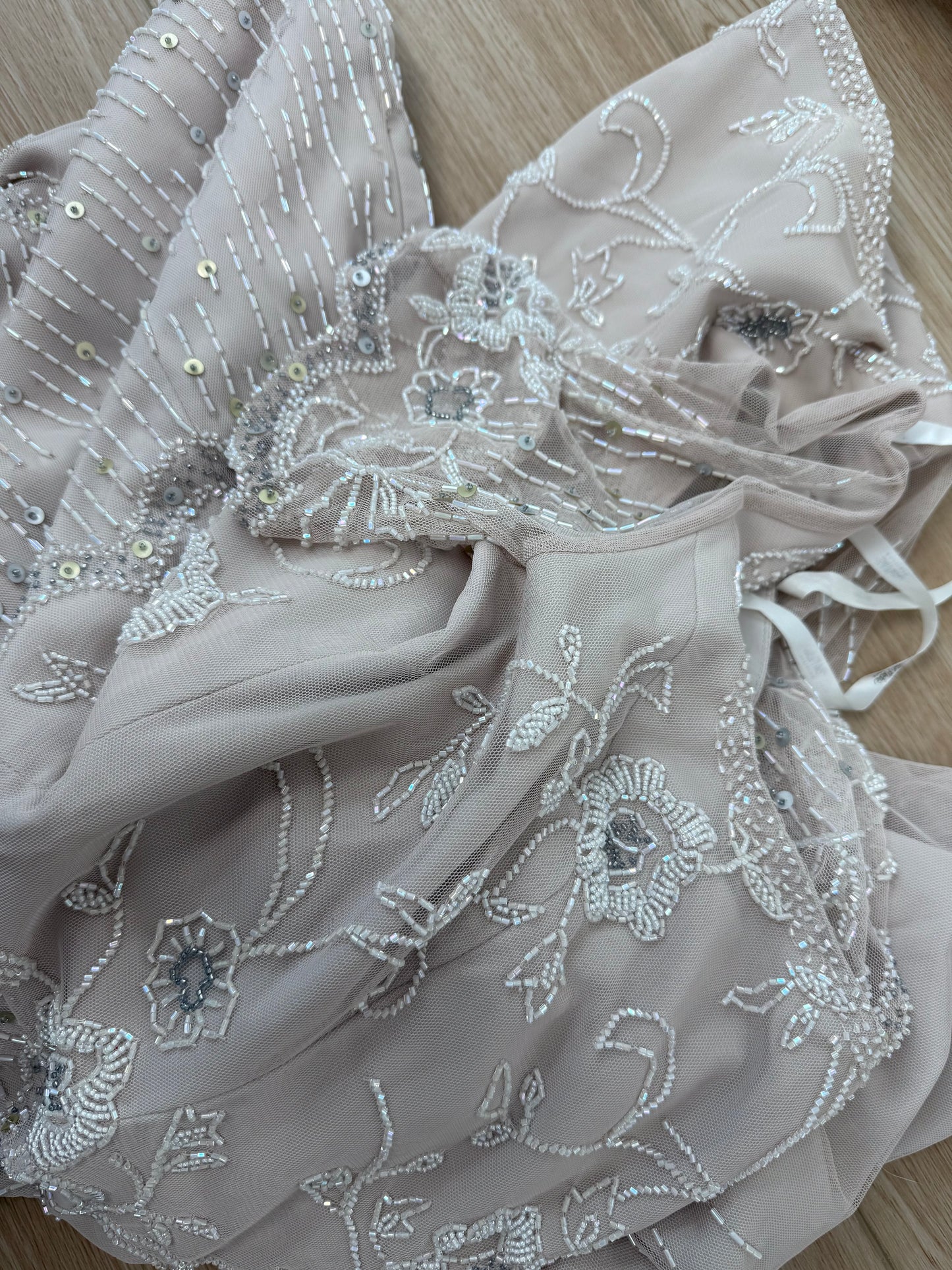 BOB MACKIE Vintage Taupe Beaded Bridal Gown