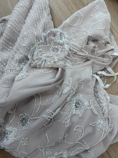 BOB MACKIE Vintage Taupe Beaded Bridal Gown