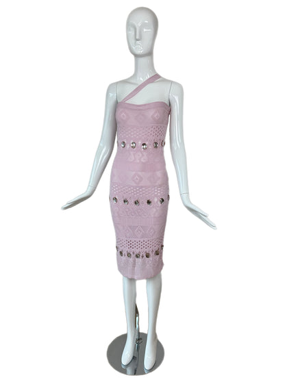 HERVE LEGER 90's Vintage Pink + Crystal Midi Dress