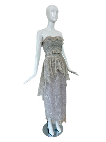GIORGIO SANT'ANGELO 1983 Vintage Runway 4 Piece Lace Ensemble