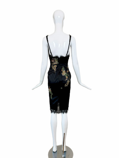 Julian Joyce by Mandalay Vintage Y2K Black Lace Embellished Cocktail Dress