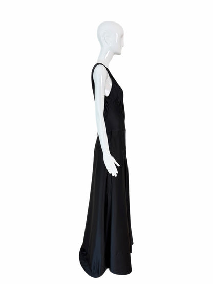 VERA WANG c. 2012 Liquid Silk Ruched Black Backless Evening Gown