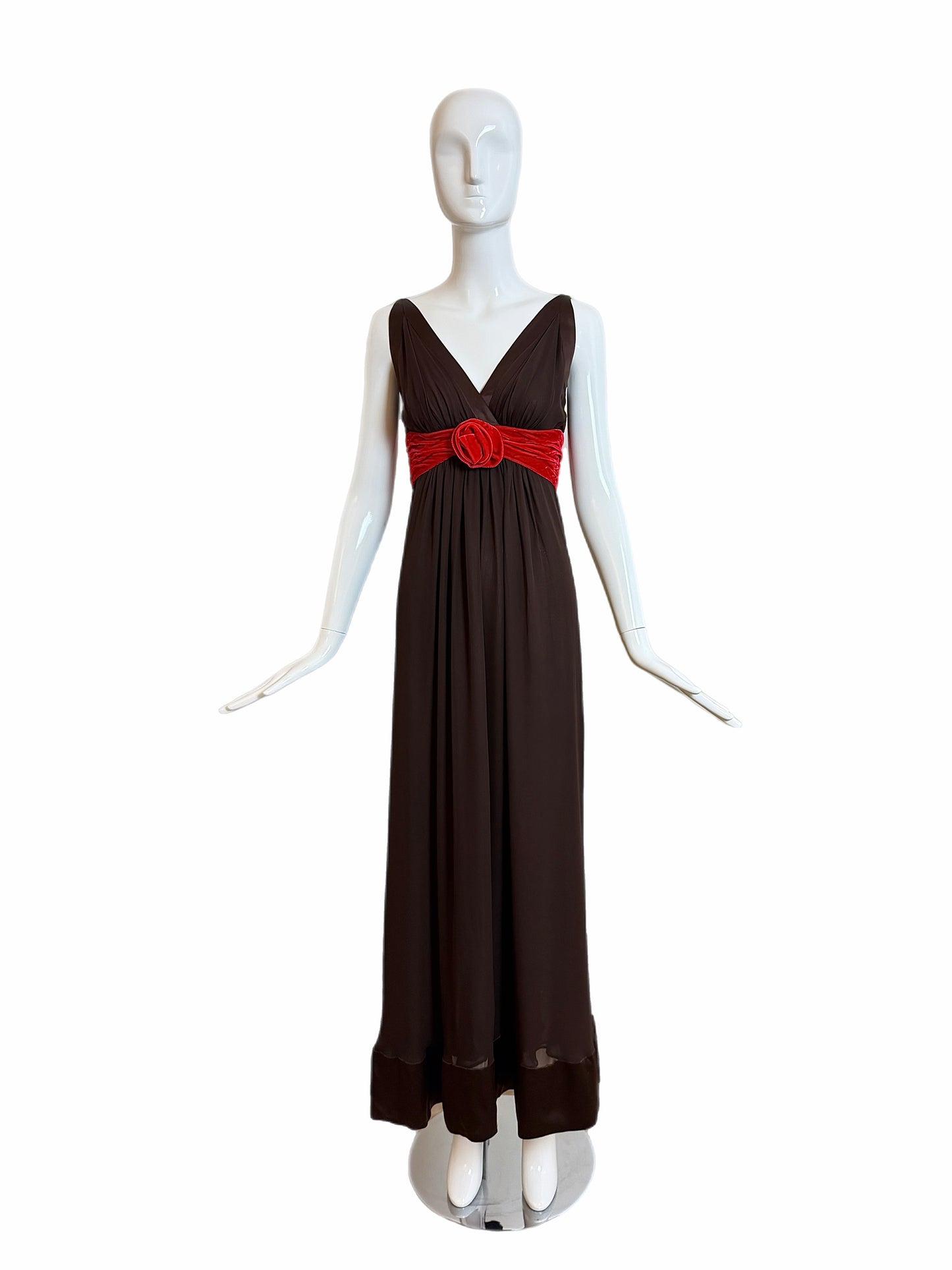 OSCAR DE LA RENTA 2006 Vintage Brown Silk Evening Gown