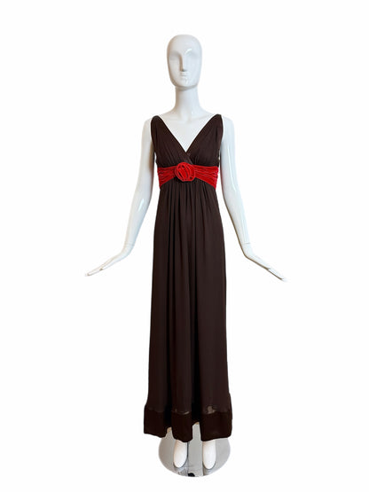 OSCAR DE LA RENTA 2006 Vintage Brown Silk Evening Gown
