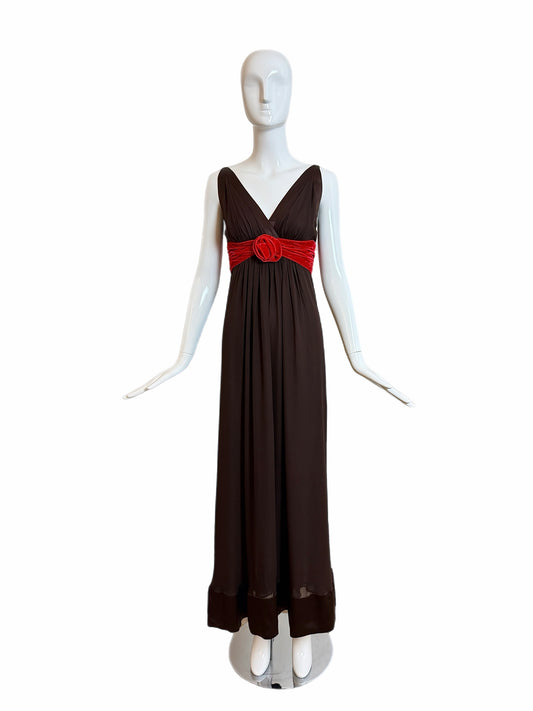 OSCAR DE LA RENTA 2006 Vintage Brown Silk Evening Gown