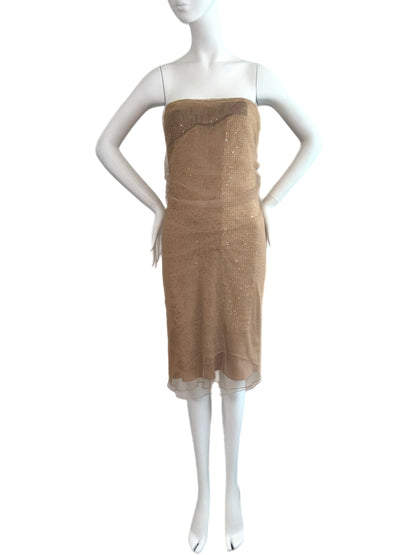 DONNA KARAN Vintage Sand Embellished Dress