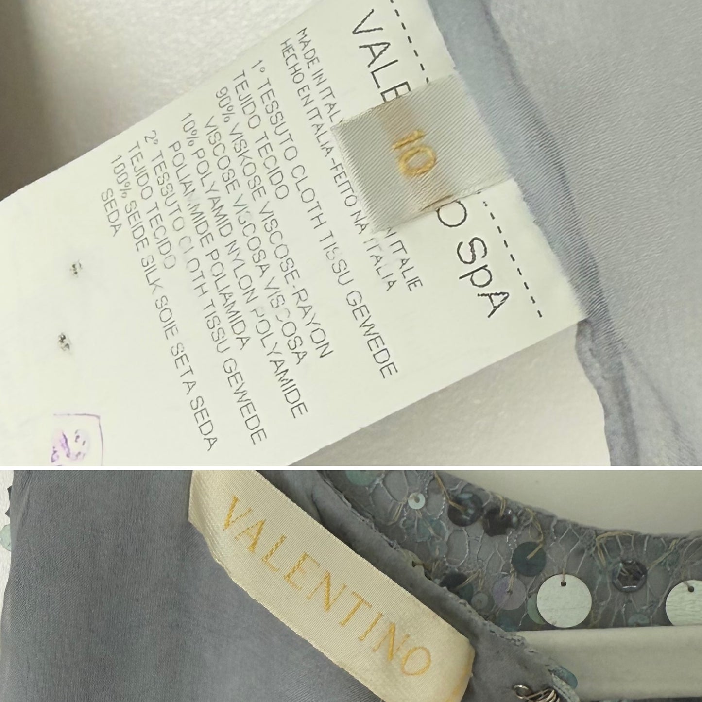 VALENTINO 00's Vintage Dusty Powder Blue Embellished Dress