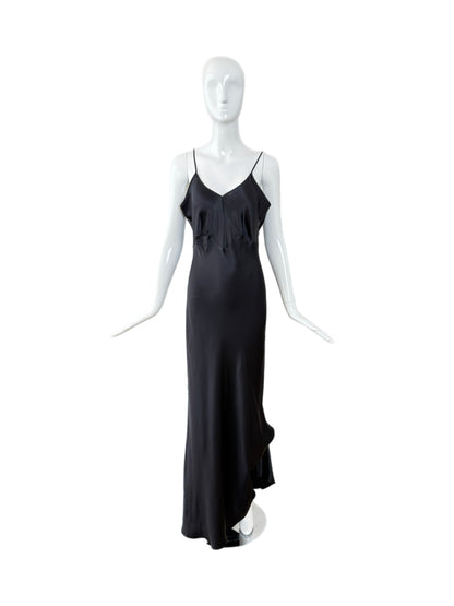 LES HABITUDES 90's Vintage Silk Black Slip Maxi Dress