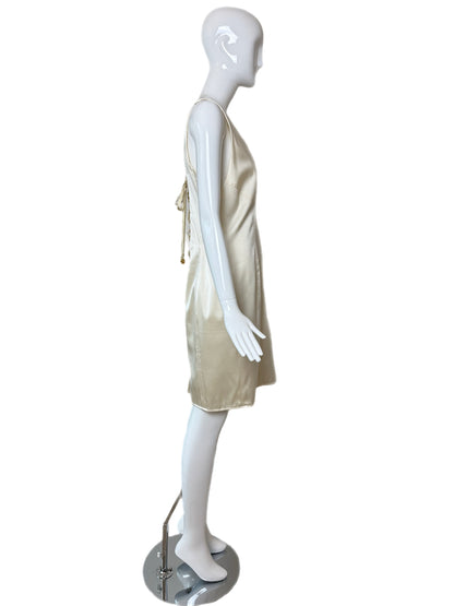 ROBERTO CAVALLI 2006 Silk Ivory Corset Back Knee Length Dress