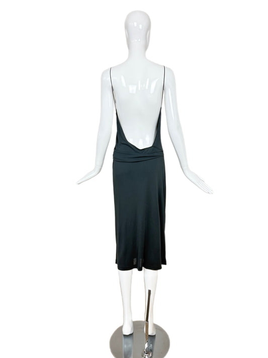 DONNA KARAN 90's Vintage Backless Black Midi Dress
