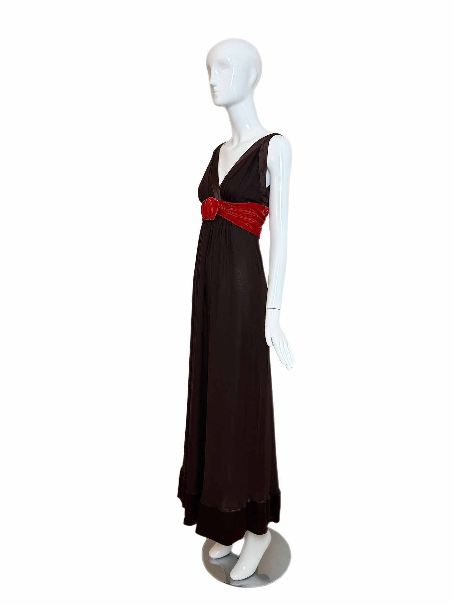 OSCAR DE LA RENTA 2006 Vintage Brown Silk Evening Gown