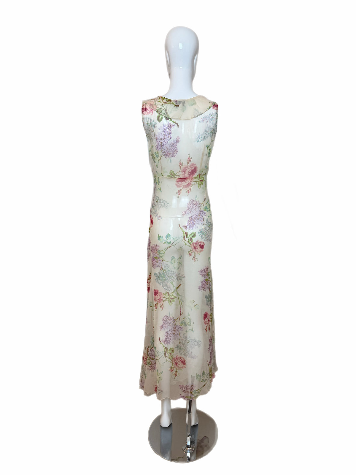 JILL STUART 90's Vintage Silk Sheer Floral Slip Maxi Dress