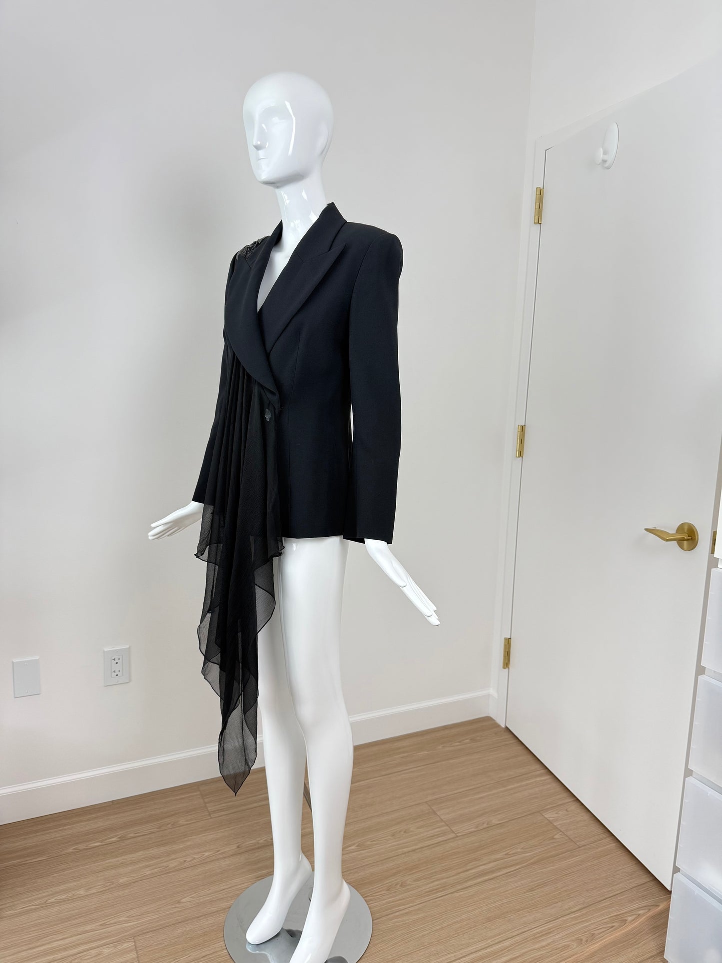 DIOR by GIANFRANCO FERRE 1995 Vintage Embellished Black Power Jacket