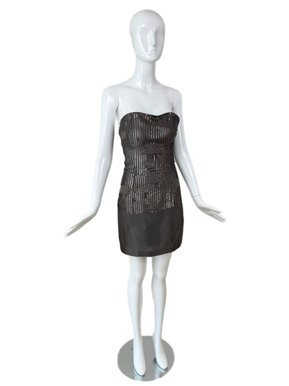 PAMELA DENNIS COUTURE 90's Vintage Silk Gray Embellished Mini