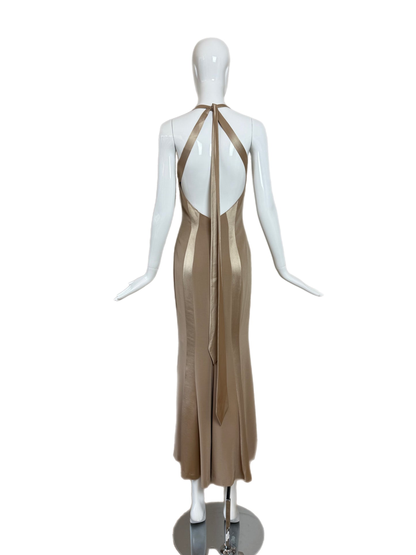 BOB MACKIE 1997 Vintage Runway Beige Evening Gown