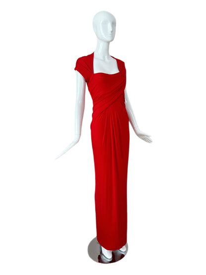 DONNA KARAN 2012 Vintage Tomato Red Evening Gown