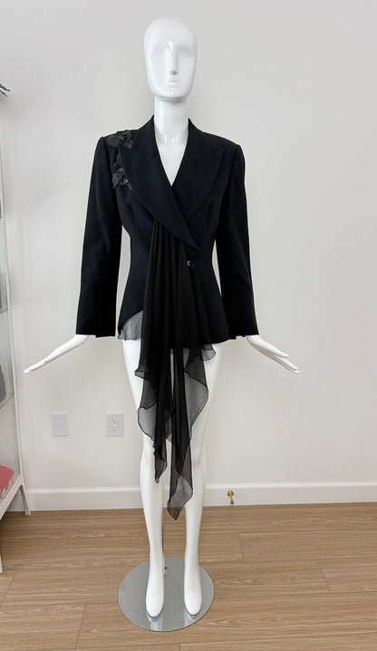DIOR by GIANFRANCO FERRE 1995 Vintage Embellished Black Power Jacket