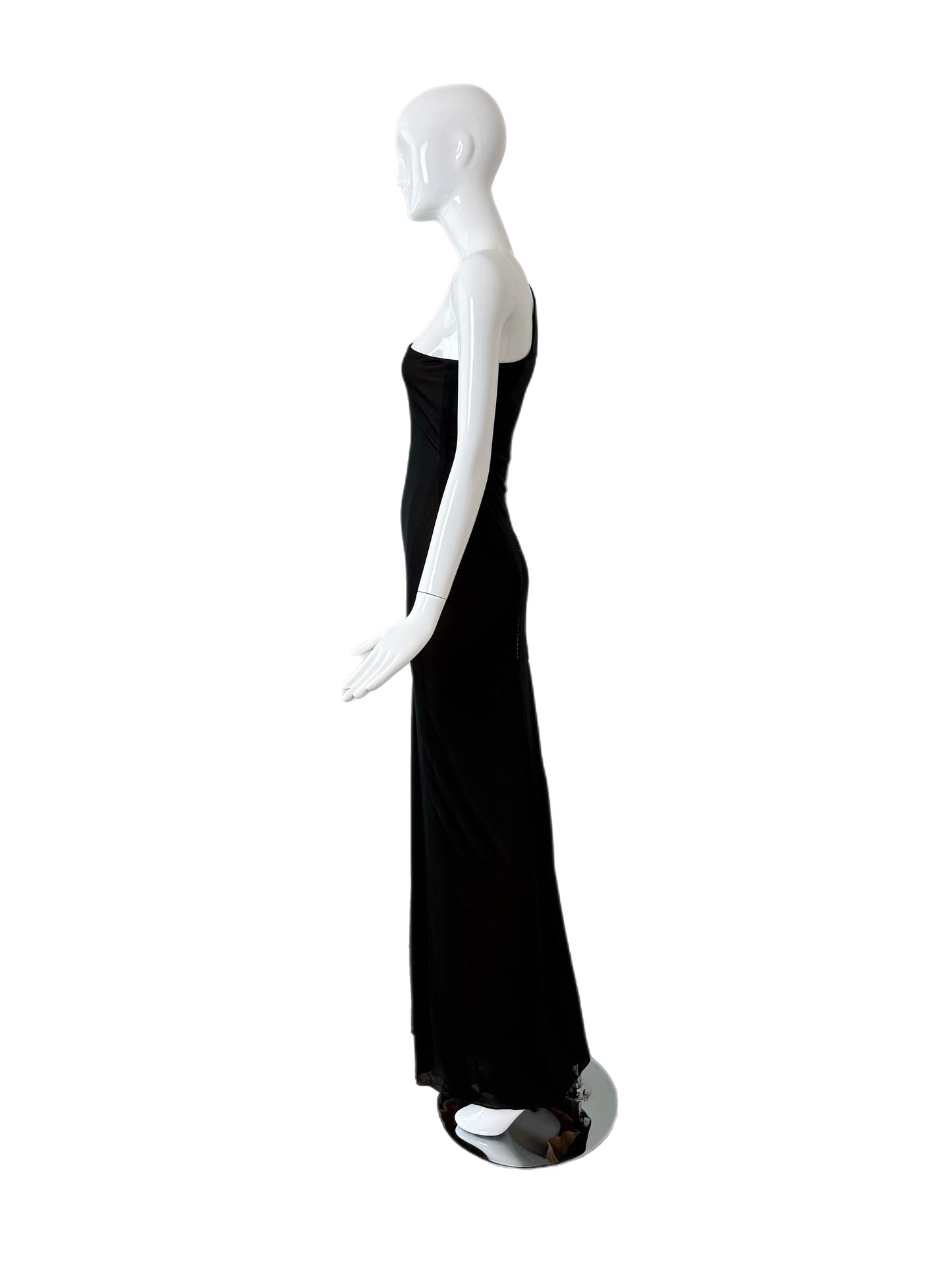 RICHARD TYLER COUTURE Vintage Black Nude One Shoulder Gown