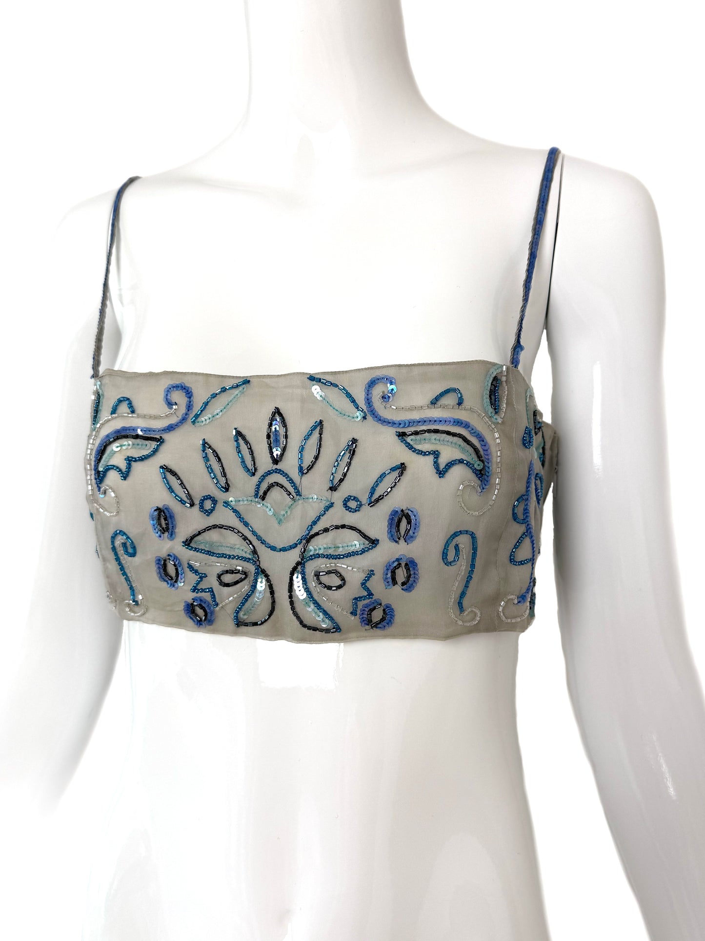 EMPORIO ARMANI 2001 Vintage Runway Silk Embellished Bandeau Top