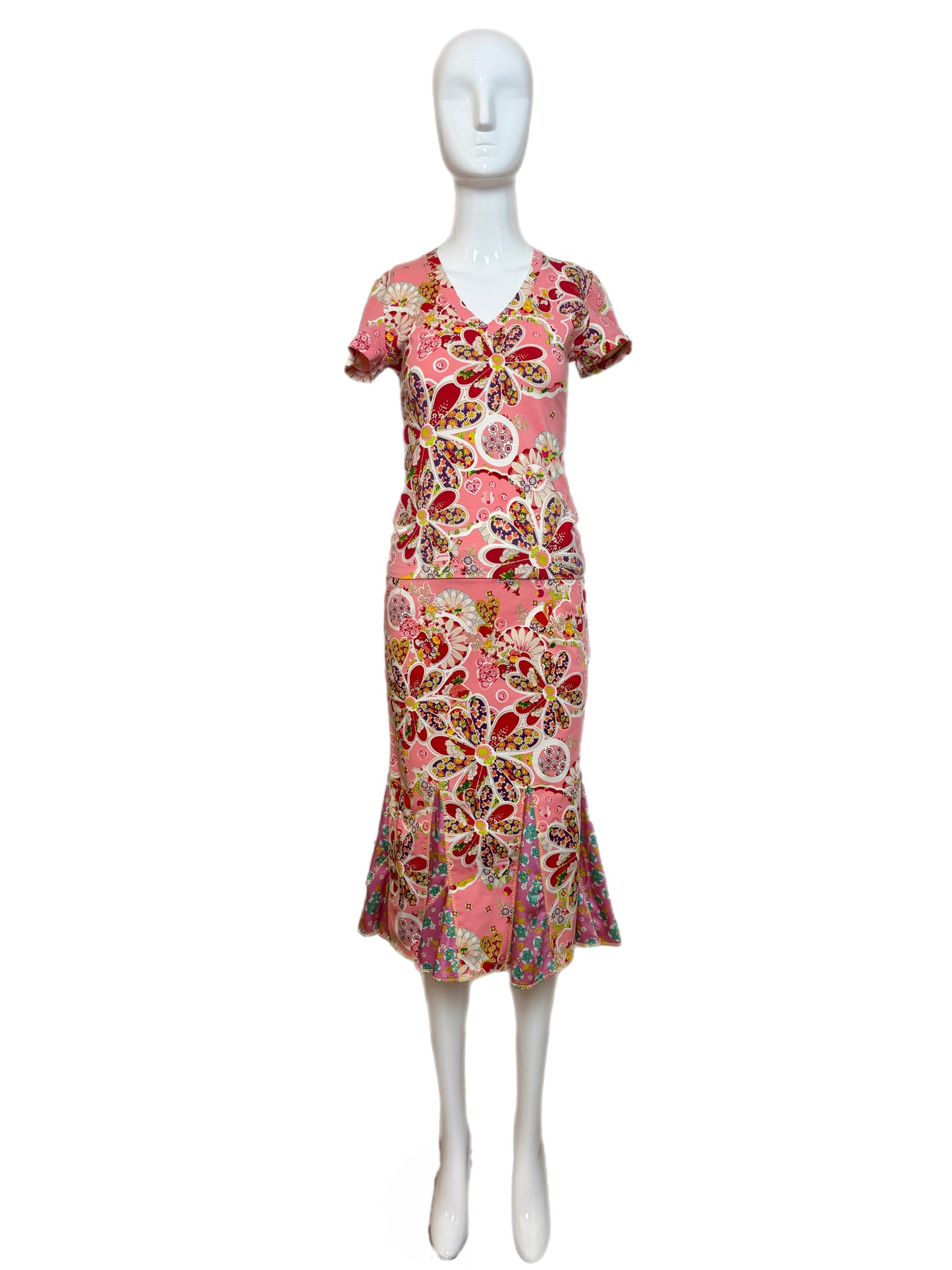 JOHN GALLIANO 2006 Vintage Pink Floral Skirt Set