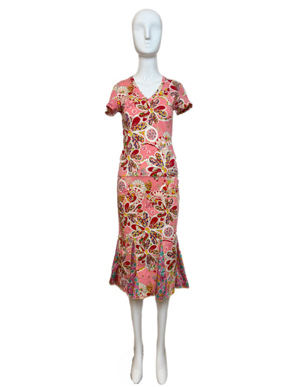 JOHN GALLIANO 2006 Vintage Pink Floral Skirt Set