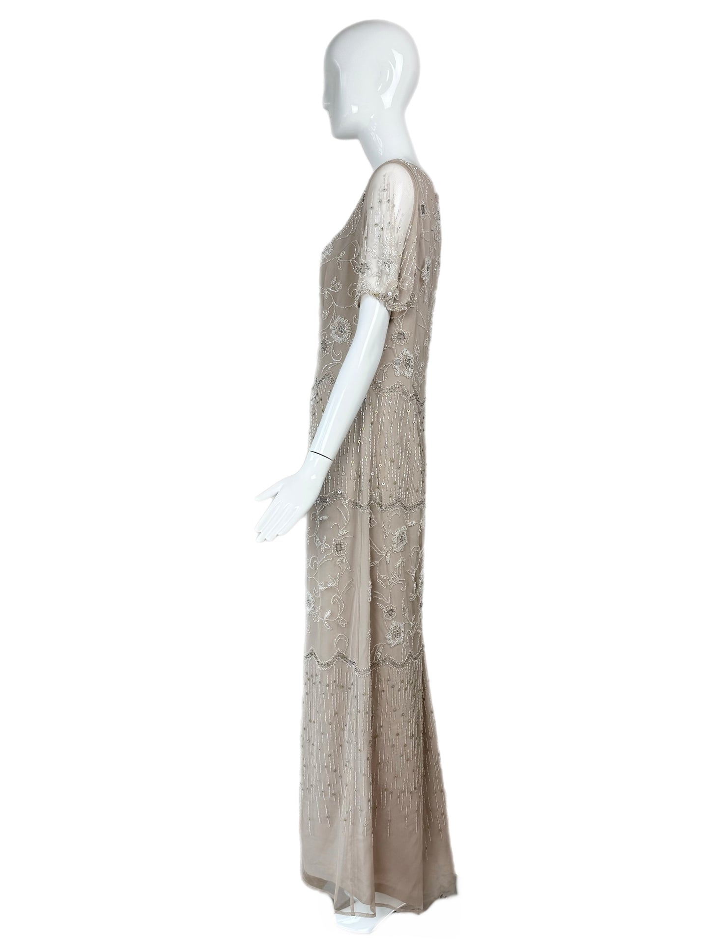 BOB MACKIE Vintage Taupe Beaded Bridal Gown