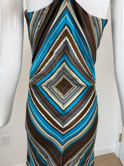 CHLOE by STELLA MCCARTNEY 2000 Vintage Silk Sequined Halter Dress