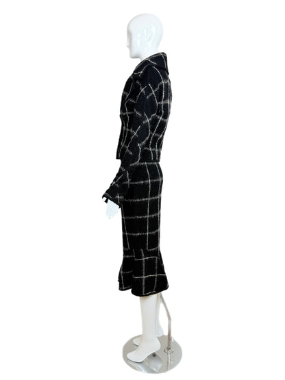 JOHN GALLIANO 1998 Vintage Black + White Skirt Suit