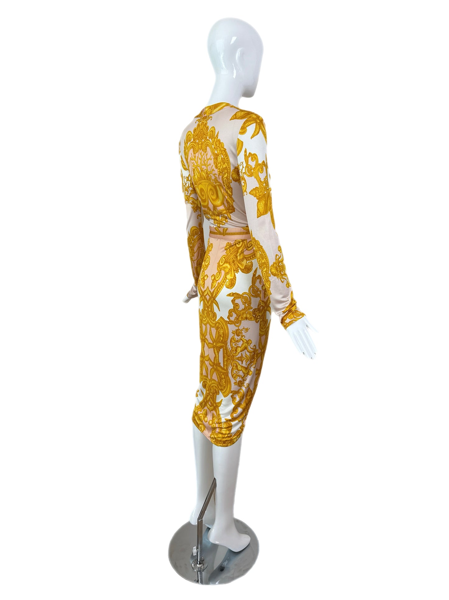 VERSACE 2005 Vintage Runway Belted Baroque Wrap Dress