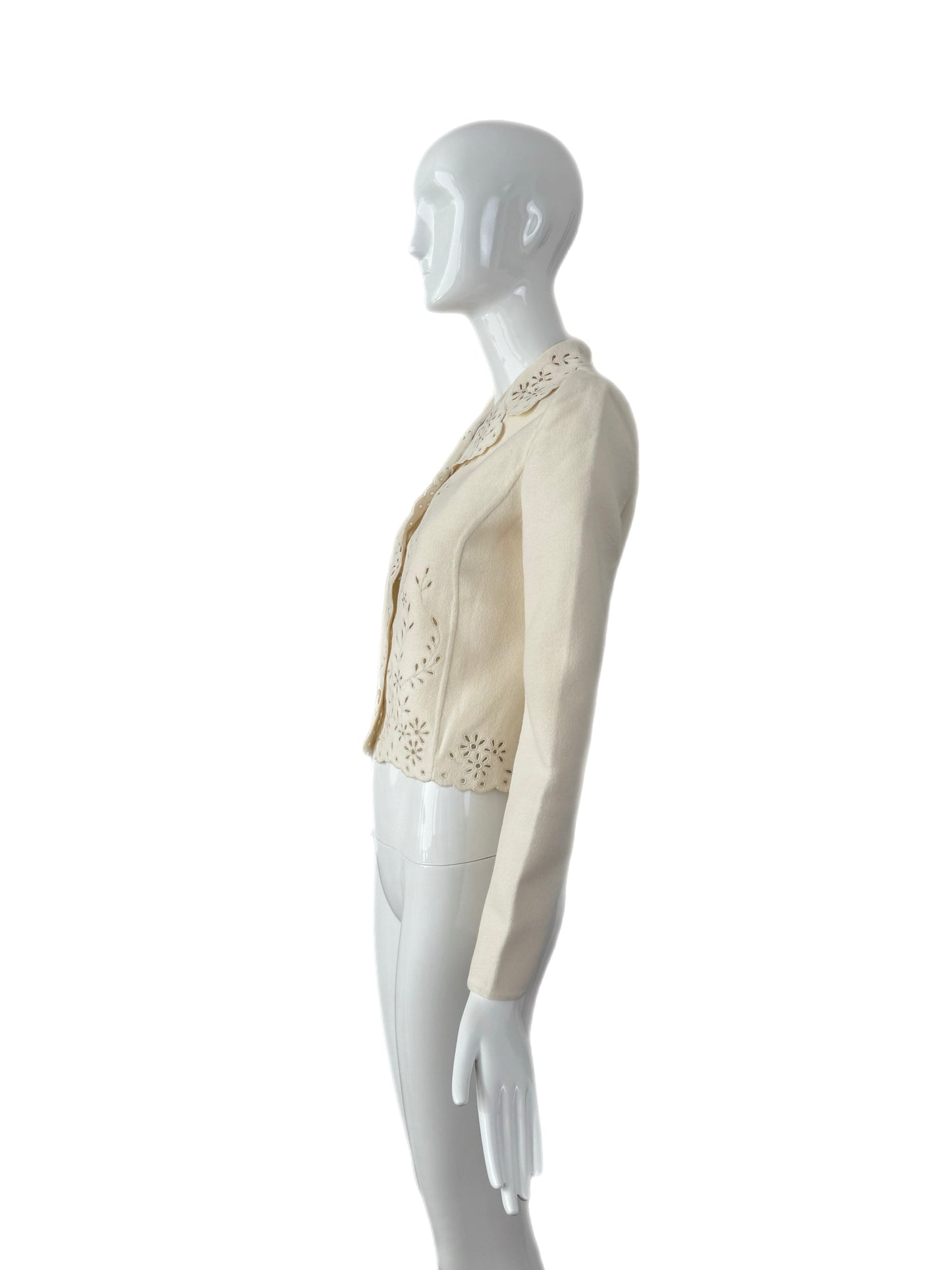 VALENTINO 1998 Vintage Ivory Eyelet Blazer Jacket