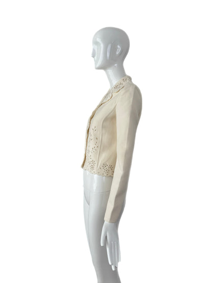 VALENTINO 1998 Vintage Ivory Eyelet Blazer Jacket