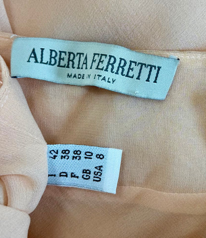 ALBERTA FERRETTI 90's Vintage Beaded Peach Silk Slip Mini Dress