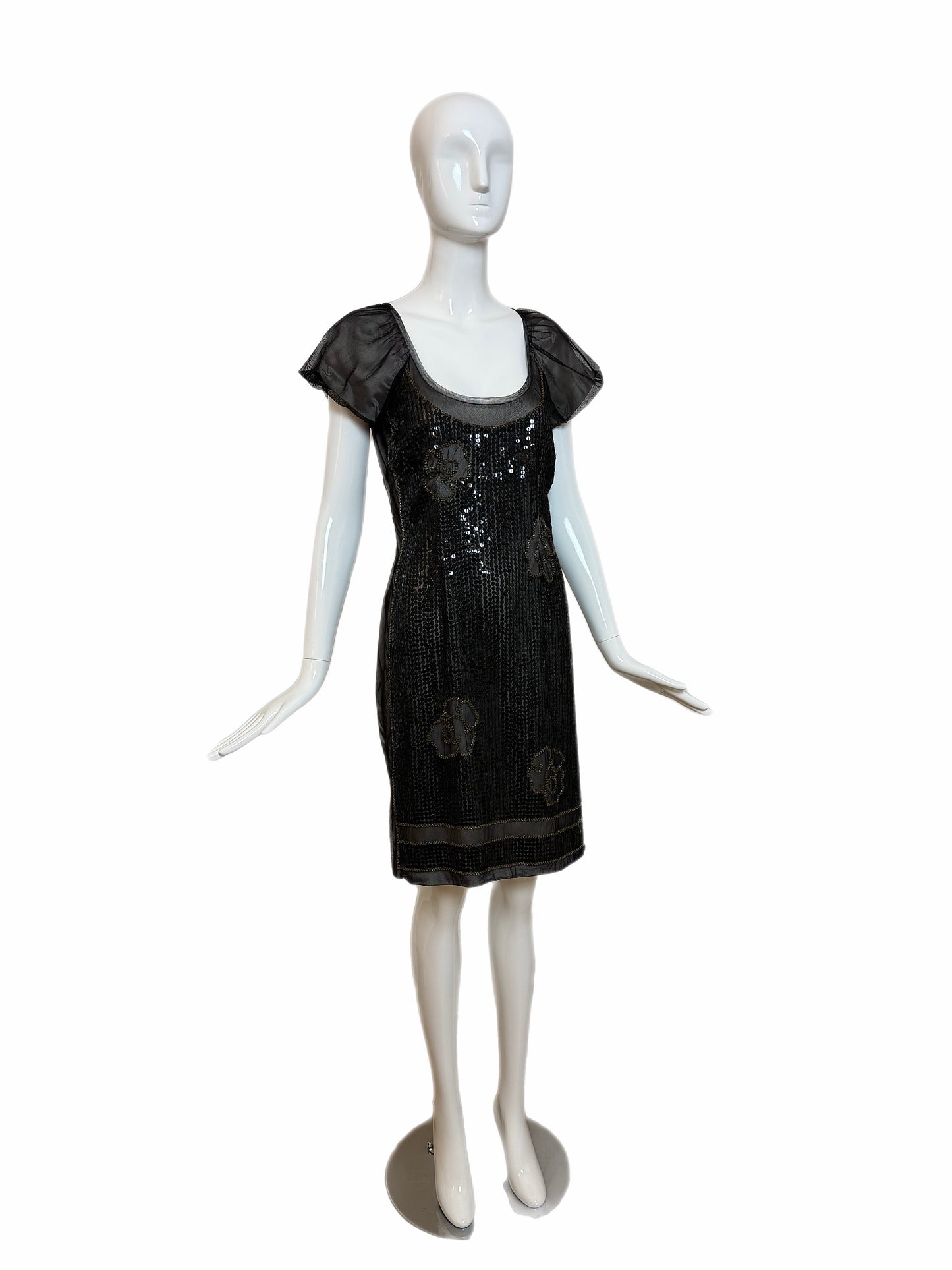 PHILOSOPHY DI ALBERTA FERRETTI Vintage Black Sequin Knee Length Dress