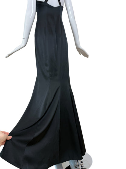 RICHARD TYLER COUTURE 1995 Vintage Runway Black Silk Beaded Evening Gown