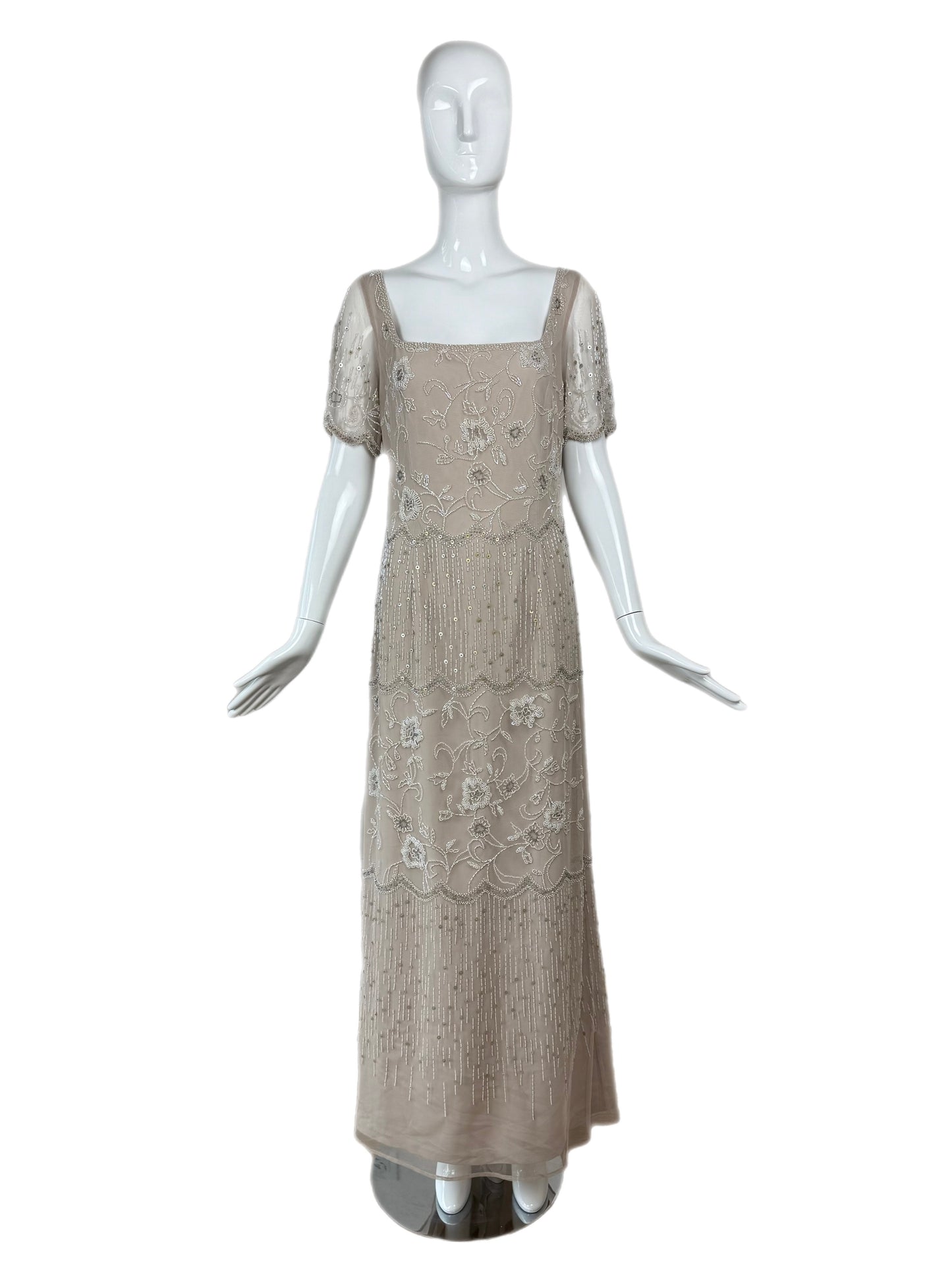 BOB MACKIE Vintage Taupe Beaded Bridal Gown