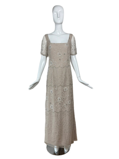 BOB MACKIE Vintage Taupe Beaded Bridal Gown
