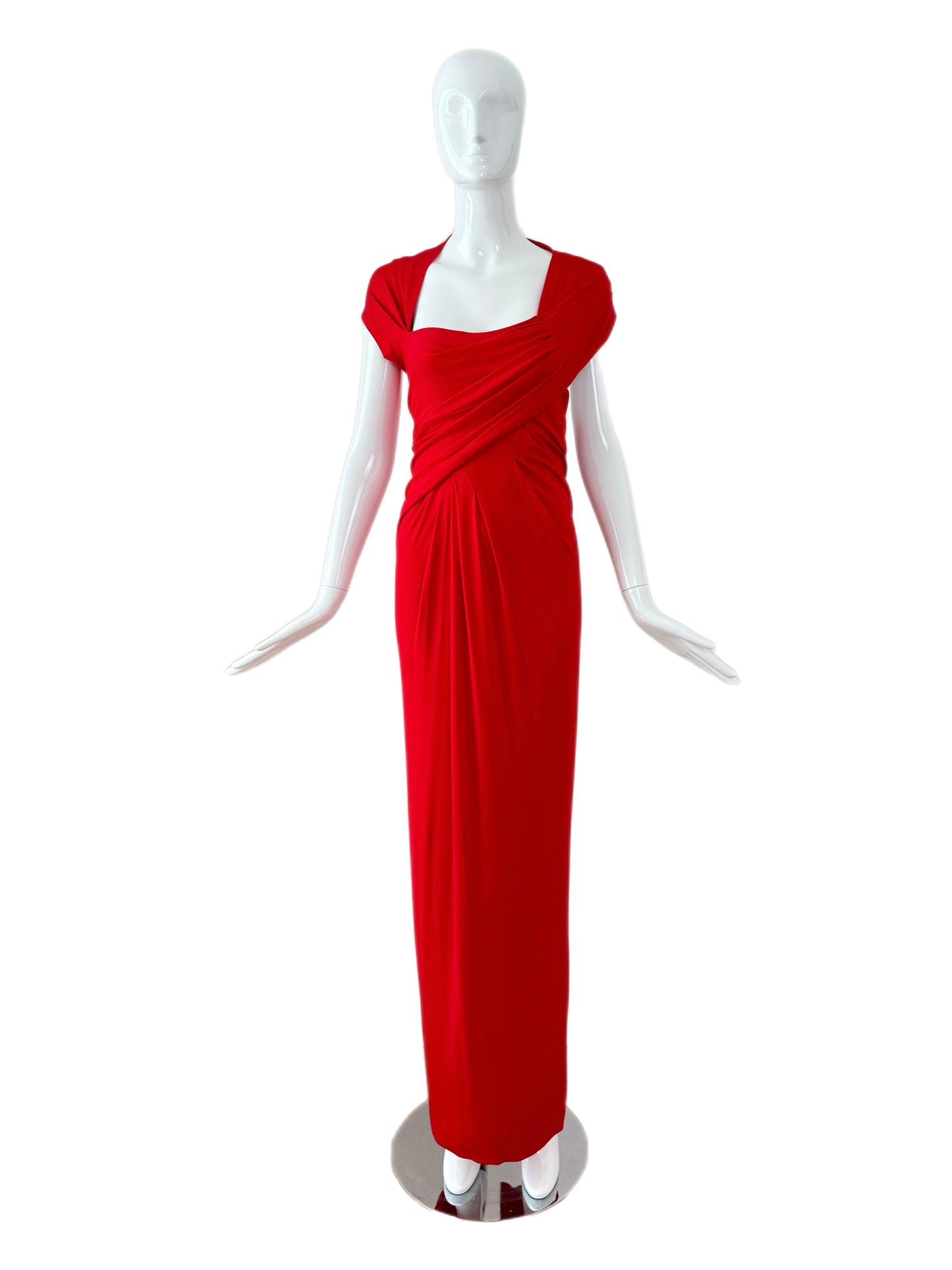 DONNA KARAN 2012 Vintage Tomato Red Evening Gown