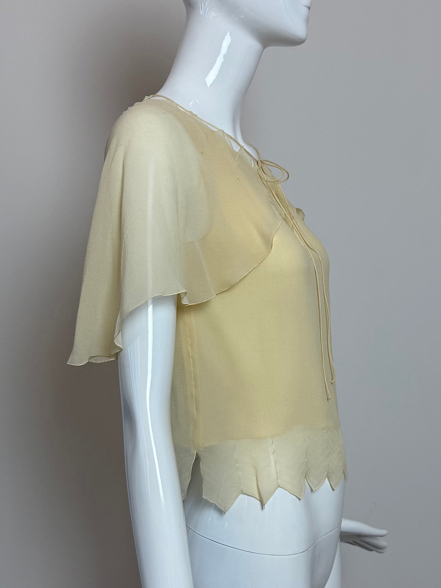 CHANEL 2003 Vintage Runway Silk Vanilla Blouse