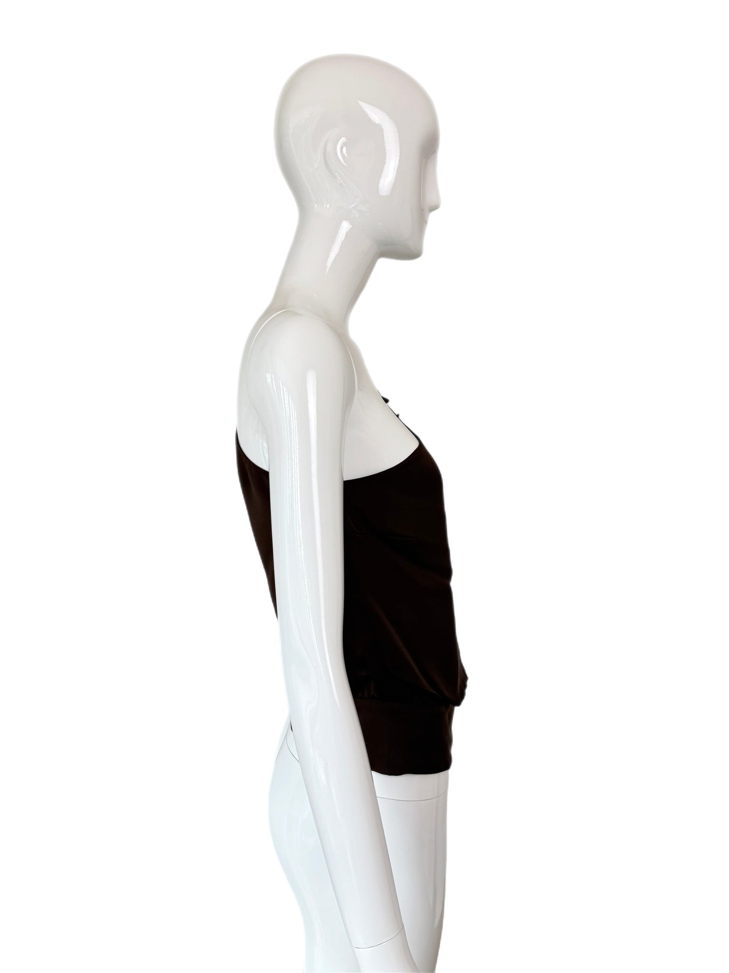 VALENTINO 00's Vintage Silk Embellished One Shoulder Blouse