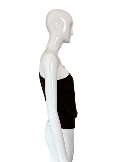VALENTINO 00's Vintage Silk Embellished One Shoulder Blouse