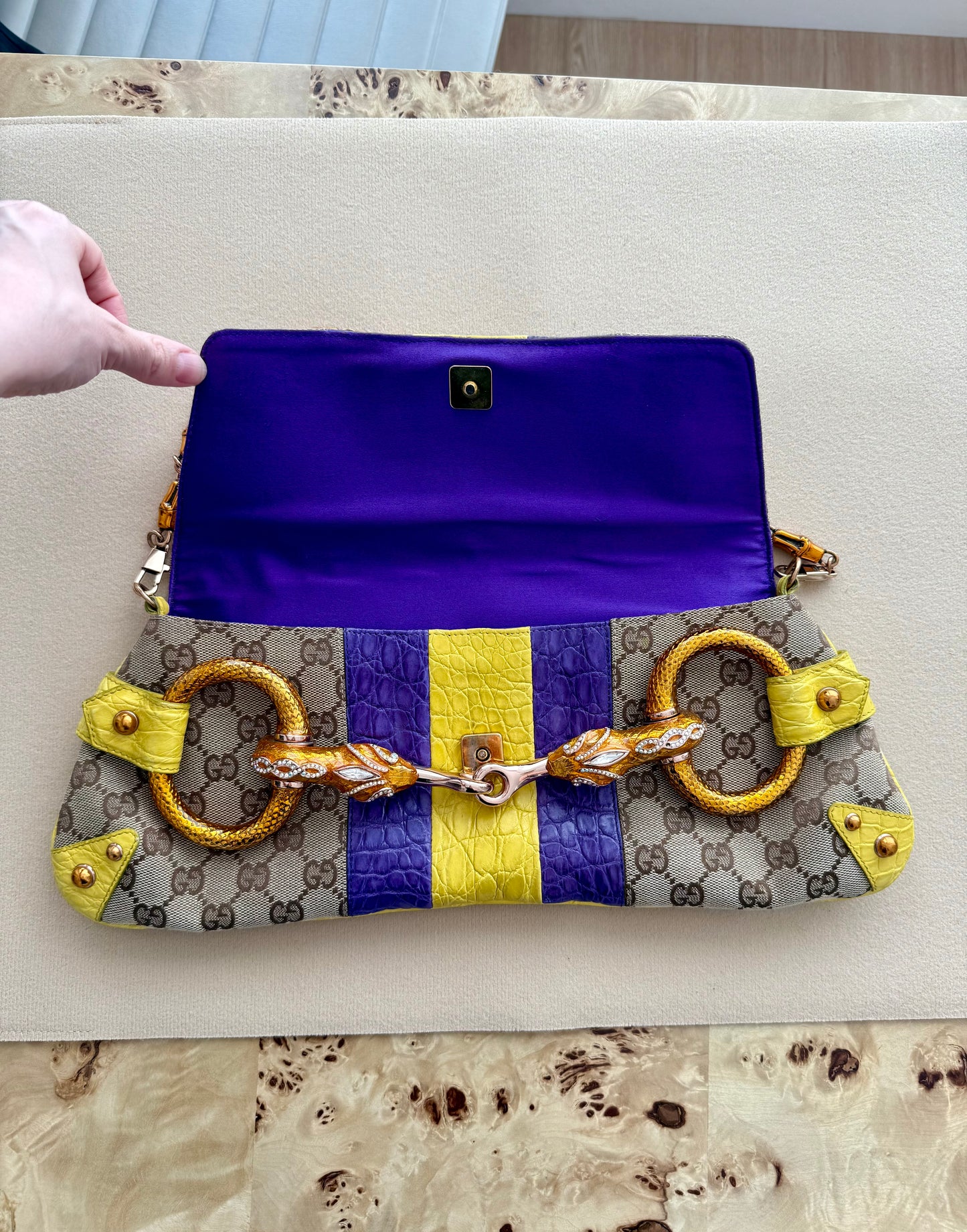 GUCCI by TOM FORD 2004 XL Vintage Runway Ad Campaign Horsebit Chain Bag