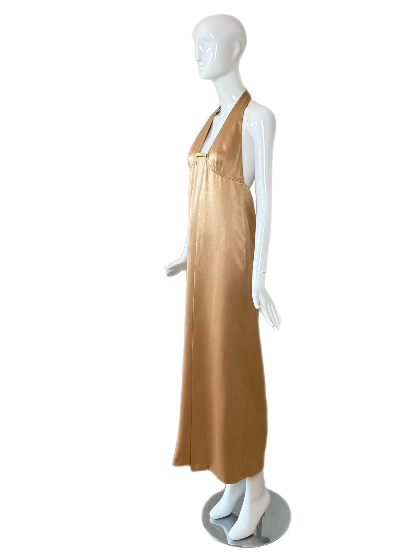 GIANNI VERSACE 90's Vintage Silk Champagne Gold Evening Gown