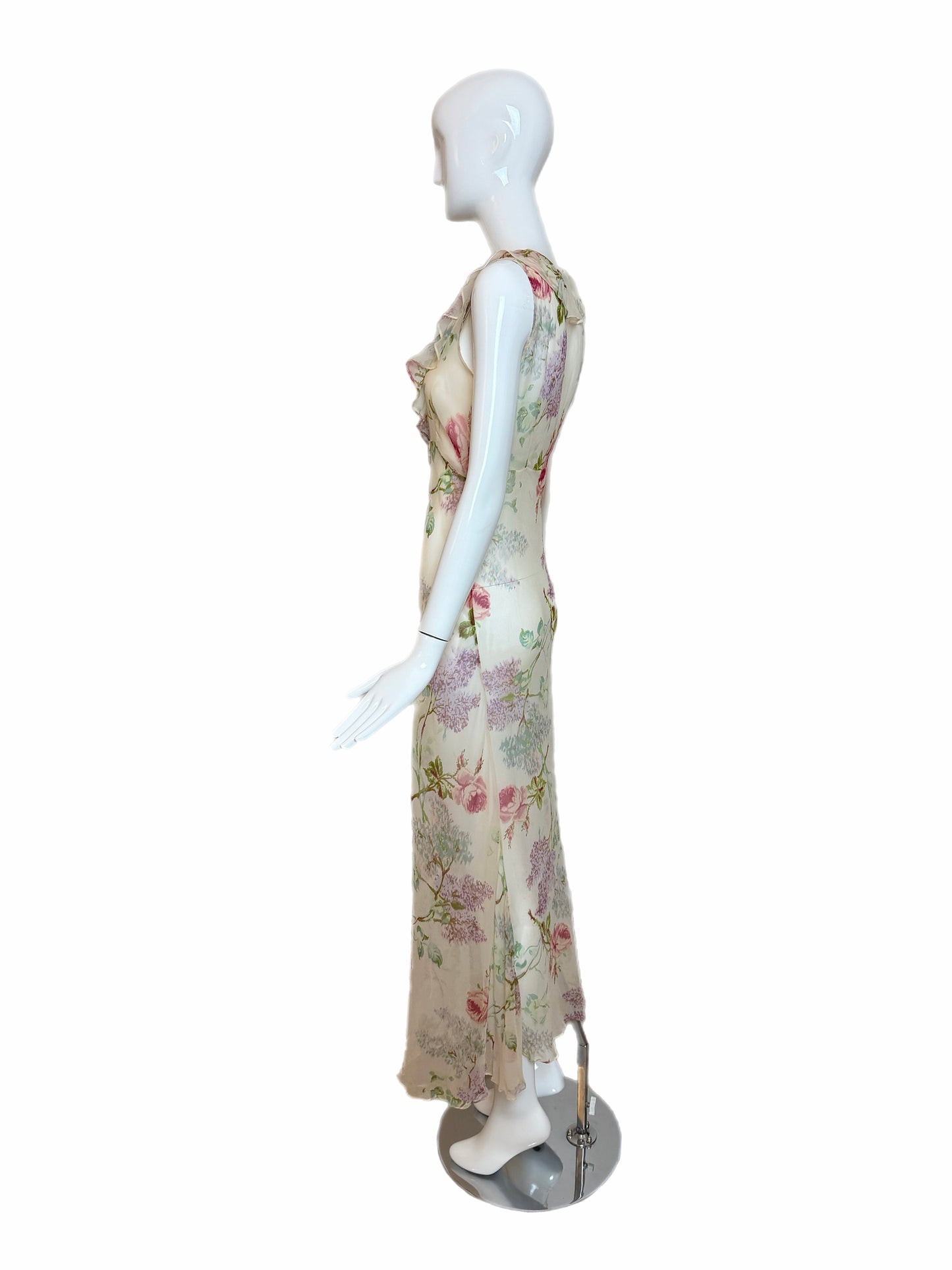 JILL STUART 90's Vintage Silk Sheer Floral Slip Maxi Dress