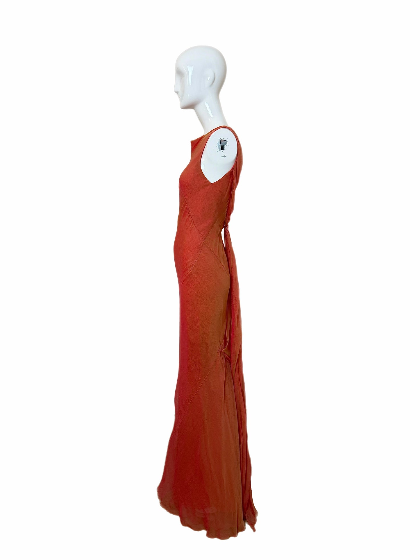 DANES 90'S Vintage Orange Ombre Evening Gown w. Shawl