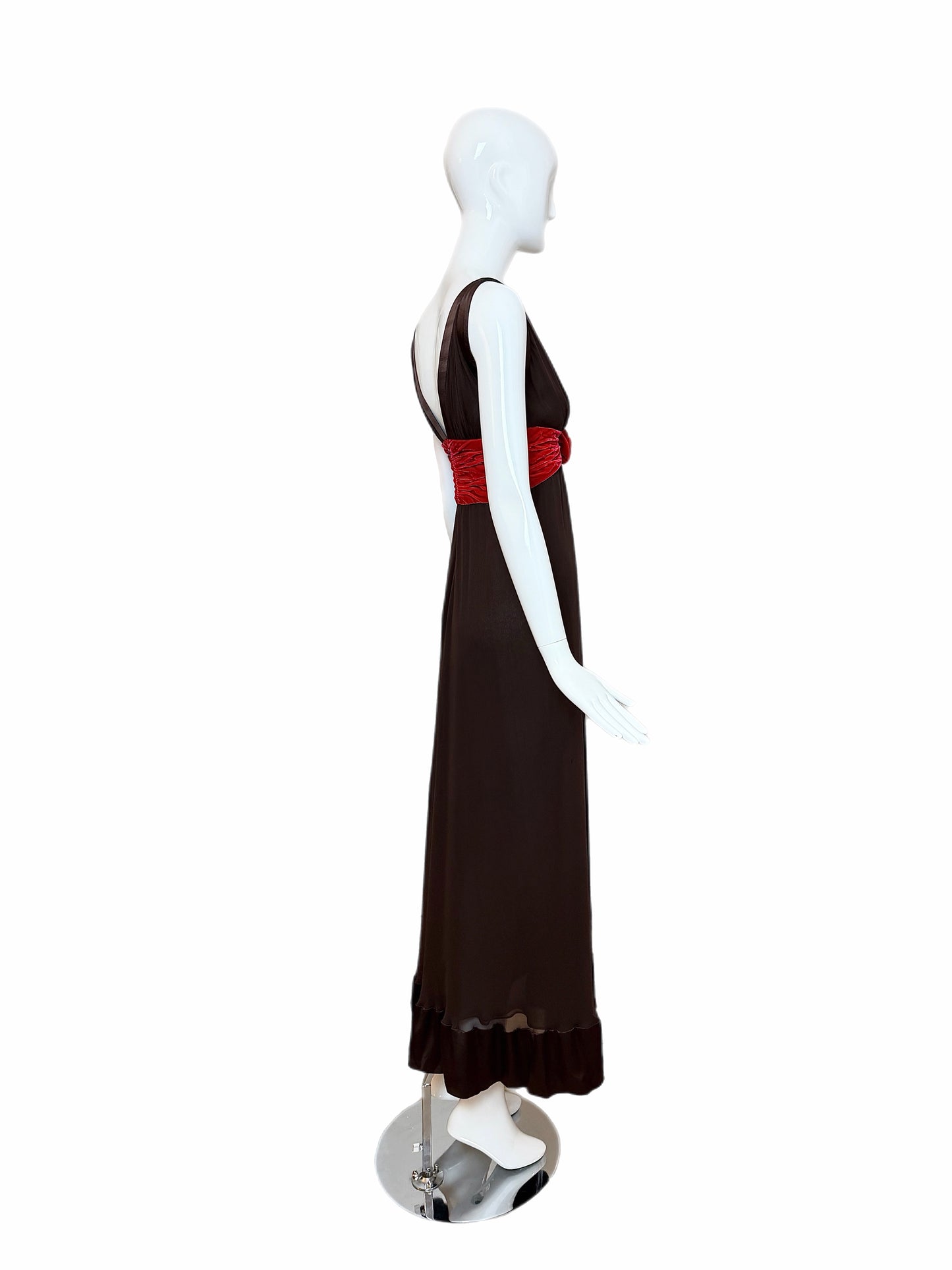 OSCAR DE LA RENTA 2006 Vintage Brown Silk Evening Gown