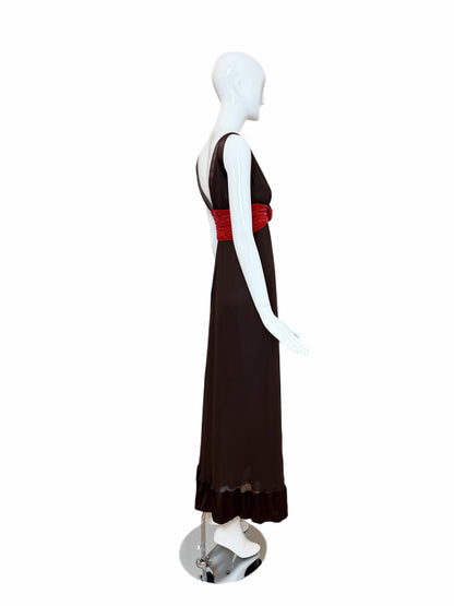 OSCAR DE LA RENTA 2006 Vintage Brown Silk Evening Gown