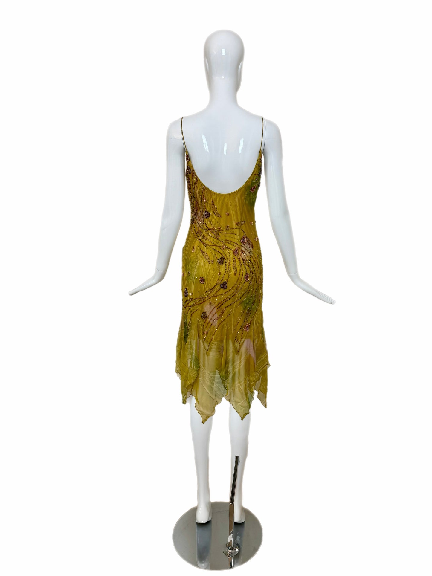 SUE WONG 2000's Vintage Silk Beaded Romantic Fairy Pixie Dress