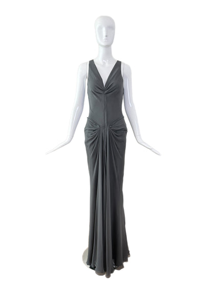 VERA WANG Vintage Grey Silk Ethereal Gown w. Train