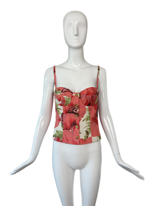 CELINE Vintage Floral Linen Bustier