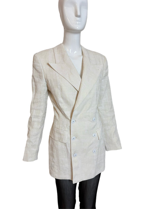 JEAN PAUL GAULTIER Vintage Ecru Linen Double Breasted Blazer Jacket